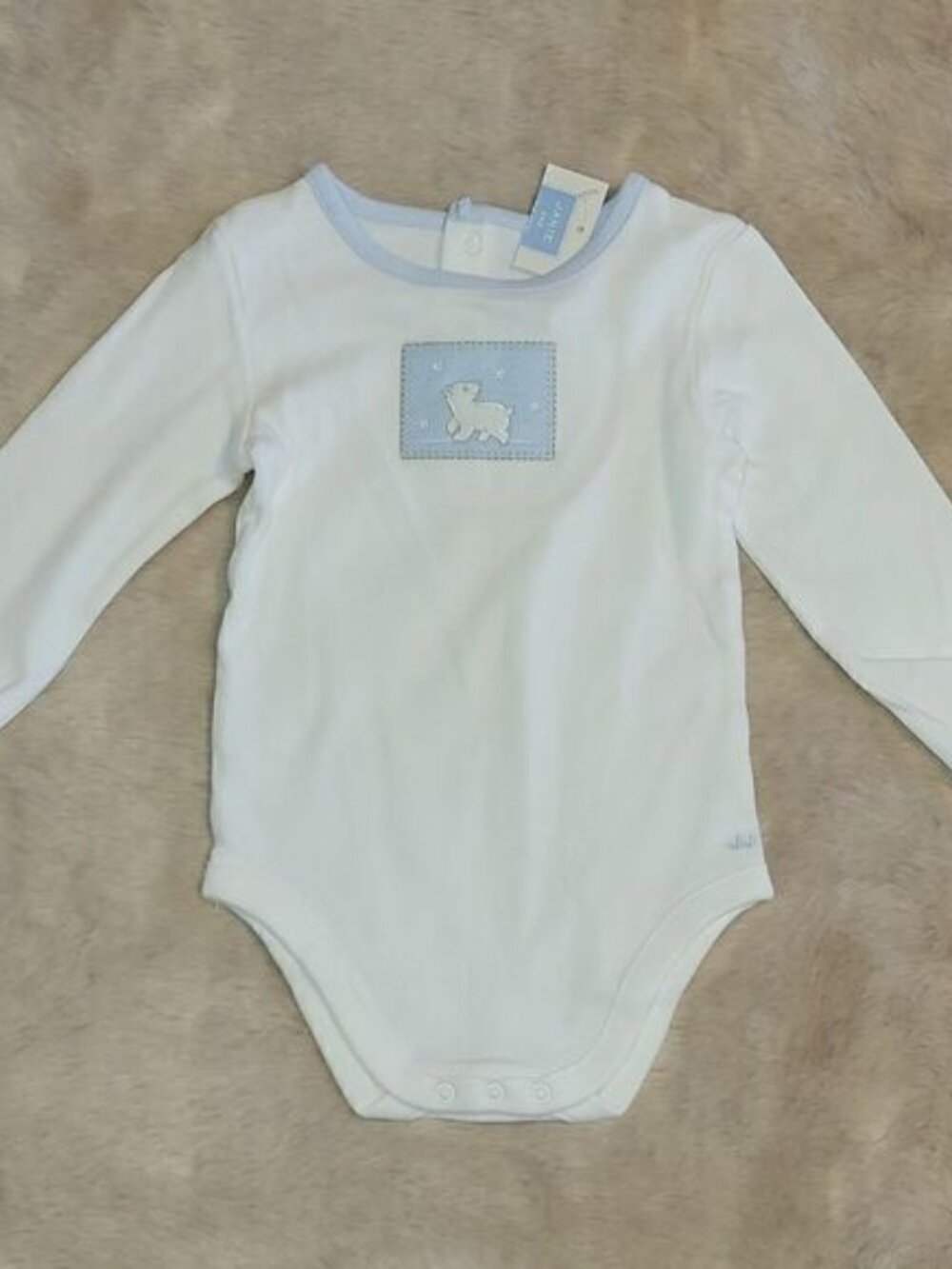 JANIE AND JACK WHITE POLAR BEAR LONG-SLEEVE ONESIE, SIZE 12-18 MONTHS, NEW!